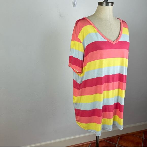 Wildfox Vibrant Stripe V Neck Tee - Picture 3 of 9